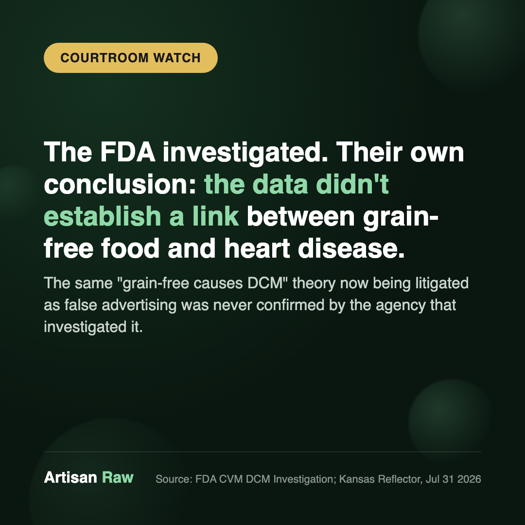 The FDA's own investigation found the data didn't establish a link between grain-free food and heart disease